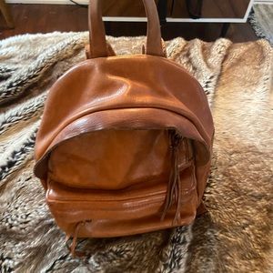 Madewell leather mini backpack in cognac